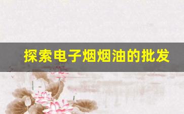 探索电子烟烟油的批发采购与进货技巧
